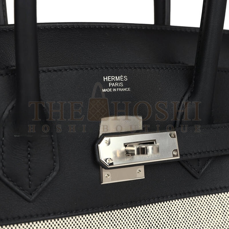 H**me5 BIRKIN 30 BLACK SWIFT AND ECRU TOILE PALLADIUM HARDWARE (30*22*15cm) Master Quality